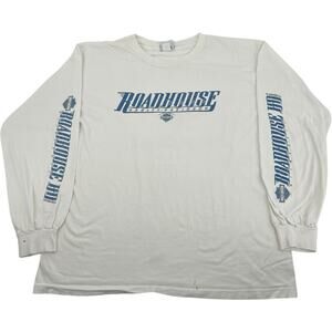 VTG y2k Men's White Harley Davidson Motorcycles Roadhouse Long Sleeve Shirt XL